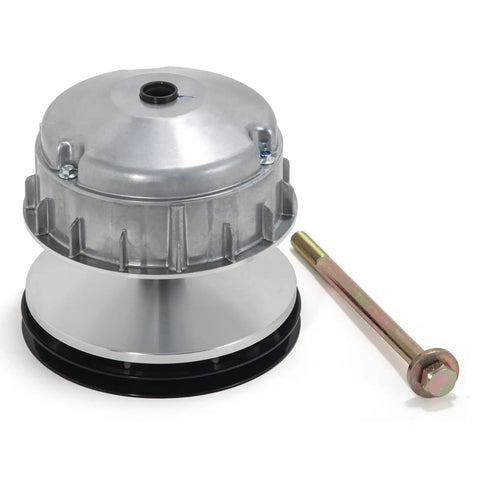 Primary Drive Clutch For EZGO TXT And RXV Golf Carts 2010 And Up OEM Replacement 618684 644299 672686 Beefed Up Aluminum Alloy For Durability Solid Heat Dissipation And Smooth Reliable Performance. silver aluminum clutch with mounting bolt for EZGO TXT RXV