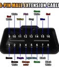 16 Pin J1962 OBD II Male Connector Cable wiring diagram with labeled color-coded wires for DIY car diagnostics