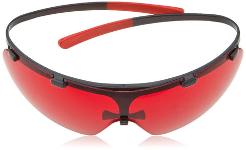 Red Laser Safety Glasses Shootin Clear Dots And Lines Up To Fifty Feet With Lockdown Grip and soft rubber arms for comfort.