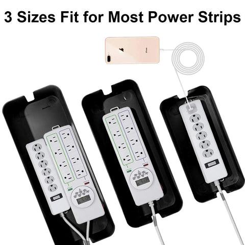 Three Pack Cable Management Box For Desk Large Medium Small Cord Organizer To Hide Power Strips And Wires Under TV And Computer