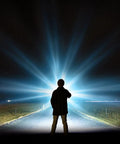 Person using Flateye High Performance Flashlight With Cree LED Multi Position Beam Waterproof And Shockproof 1700 Lumens at night