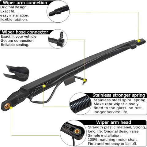 Fresh Rear Wiper Arm And Blade Direct Swap For Cadillac Escalade GMC Yukon Chevy Tahoe and Suburbans, showing design details for easy installation.