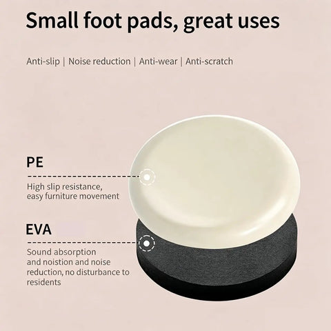 Close-up of Heavy Duty Furniture Sliders 8 Pack Moving Pads for Hardwood Floors and Carpet showcasing PE and EVA materials.