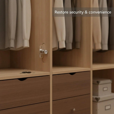 Solid Zinc Alloy Cabinet Cam Lock With Two Keys Replacement For Drawers Sliding Doors And Office Furniture installed on wardrobe