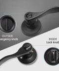 4 Pack Black Wave Style Privacy Door Handles With Lock For Bedroom And Bathroom Interior Doors, showcasing emergency and lock knobs