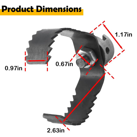 Product dimensions of Tough As Nails 3 Inch Sharktooth Root Cutter Head compatible with Ridgid K-60 drain machines.