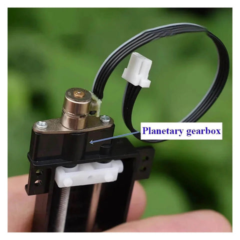 Tiny 6mm Precision Planetary Stepper Motor with micro 2 phase 4 wire stepping, shown with planetary gearbox for 3D printing and medical devices.