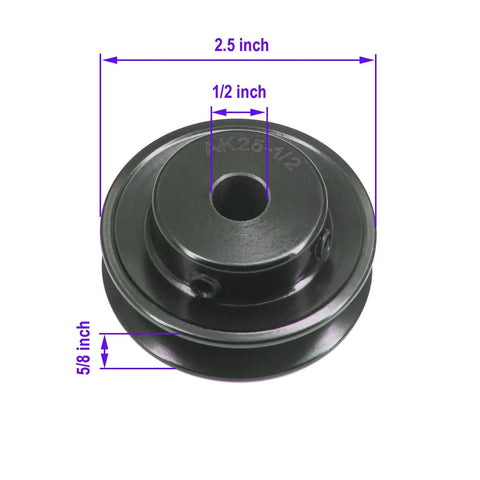 Single Groove Web Sheave For V Belt, 2.5 Inch Outside Diameter, 0.5 Inch Bore, Cast Iron Pulley, 1 Groove