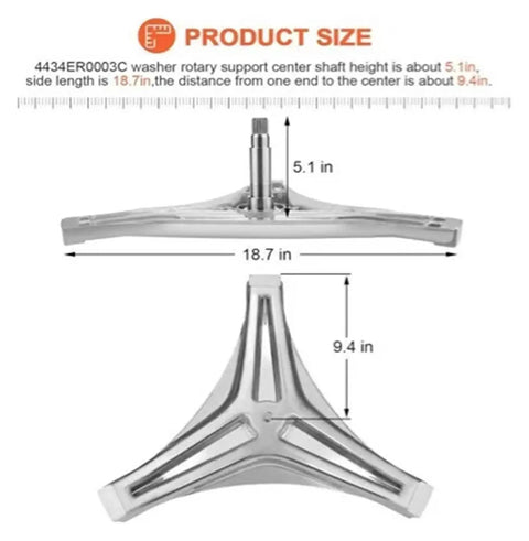 Rear Drum Support Spider And Flange Shaft Assembly For Washing Machines Keeps The Drum Balanced At High Spin Fits Kenmore LG Models Replacement Part Durable Appliance Repair Kit, 18.7 in