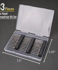Heavy Duty Hex Head Allen Wrench Drill Bit Set Featuring 33 Pieces Crafted From Tough As Nails S2 Steel With Magnetic Tip And Quarter Inch Shank Covers Metric Sae And Security Torx Sizes For Knockout Home Repairs in clear plastic case.