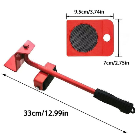 Heavy Duty Furniture Movers With Wheels And Glide Pads 300 Lbs Capacity Lever Lift Tool for moving sofa, red lever design, ABS material