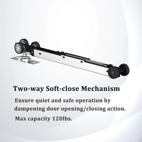 Workhorse Pocket Door Roller Kit With Soft Close, 120 Lbs Capacity, Two Way Soft Close Action, Three Wheel Pocket Door Hanger