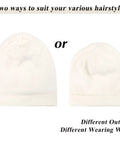 Cozy Satin Lined Slouchy Beanie For Women Sleep Cap Night Hair Care Hat Rib Knit Winter Warmth Keeps Curls Frizz Free, two styles
