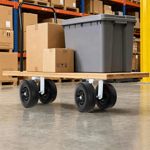 8 Inch Dual Wheel Swivel Caster With PU Pneumatic Wheels And Zinc Plated Top Plate 660 Lb Capacity on industrial cart