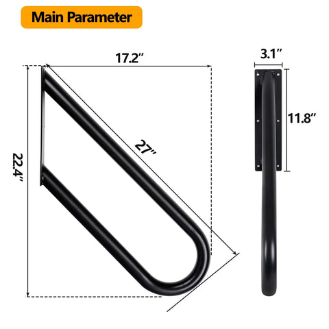 Dimensions of handrail for Rugged RV Stairs With Handrail And Step Covers 5 Step Ladder For Outdoor Use Heavy Duty 5th Wheel and Hot Tub Steps