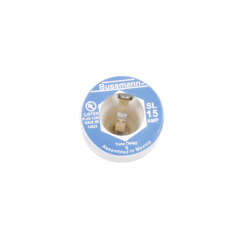 15 Amp Time Delay Load Link Rejection Base Plug Fuse For Home Use And Light Duty Motors 125V UL Listed Blue close-up