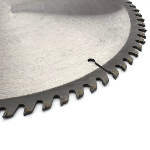 Close-up of 12 Inch Circular Saw Blade 305 mm 60 Tooth Cemented Carbide Tipped designed for cutting wood and aluminum.