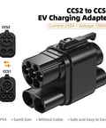Smooth Plug And Play CCS2 To CCS1 DC Fast Charging Adapter Cranks Out 250kW Power with dual port design and IP54 rating.