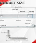 Diagram showing dimensions of Two Pack 12 Inch Zinc Strap Gate Hinges Heavy Duty Zinc Plated with L Screw M16 x 101mm.