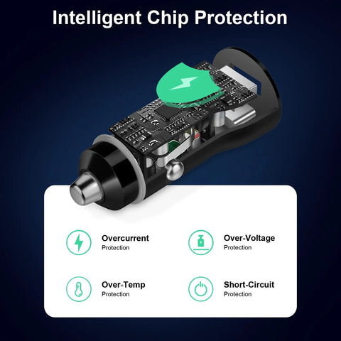 Boss 43W USB C Car Charger With Three Point Three Ft Type C To C Cable MFi Certified Fast Charge internal chip protection