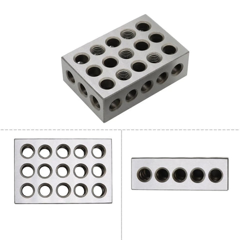 Set of two 1x2x3 in precision-ground tool-steel blocks with 23 holes (through and threaded)
