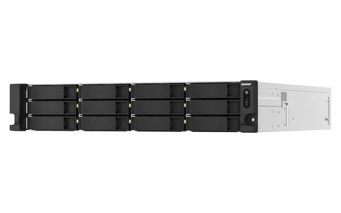 Top Shelf Eighteen Bay Rack Mount Nas Server With Intel Xeon E2336 Six Core Processor And Thirty Two Gb Ecc Ram front view showing disk slots and ports.
