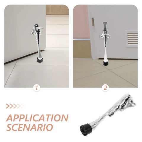 Heavy Duty Zinc Alloy Wall Door Stop With Silver Minimalist Design Kickdown Door Stopper Space Saving Wall Saver in application
