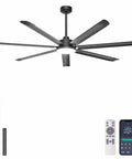 Big 72 Inch Ceiling Fan With Lights, 8000 CFM Industrial High Airflow Ceiling Fan With Remote And App Control, Black