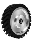 10 By 2 Inch Belt Grinder Rubber Wheel With Serrated Contact 6206 Bearing, durable for polishing and grinding.
