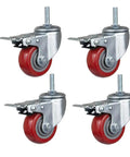 Rock Solid Heavy Duty M12 X 60 Swivel Caster Wheels With Brake And Silent Pu Rollers For Furniture Trolleys and Scaffolding set of four.