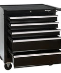 Front view of Beefy 26 Inch 5 Drawer Rolling Tool Chest Cabinet With Ball Bearing Slides Steel Tool Storage Box Organizer In Black.