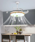 Ceiling Fan with Light 42 Inch Wireless Control Illuminated Fan for Living in a modern kitchen setting.