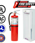 Solid Ten Pound Refillable Abc Fire Extinguisher With Wall Mount Steel Cabinet and Drop Dead Simple Directions for Go To Commercial Safety Gear that knocks out any flame like a boss