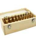 End mill set, 20 pcs, TiN-coated HSS, 2- and 4-flute, in wooden box