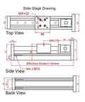 Technical drawing of 57mm Heavy Duty Step Bracket For X Y Z Axis Linear Guide Rail And Slide Stage With 42mm Width Ball Screw SFU1605 1610 1000mm Stroke SFU1610 Heavy Duty Industrial Grade Precision Linear Motion System For CNC Milling 3D Printer, showing top, side, and back views.