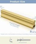 Diagram showing 10 Pack Adjustable Cabinet Drawer Pulls 102mm 4 Inch Brushed Brass Drawer Handles dimensions and fasteners.