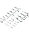 Galvanized Carbon Steel R Cotter Pin Assortment Kit with Storage Box, various sizes for machinery and trailer use, 100 pieces set