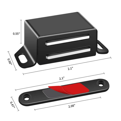 Diagram showing dimensions of 16 Pack Cabinet Magnetic Catches With Screws, Rugged 30 Lb Drawer Latch Magnets For Cabinet Doors