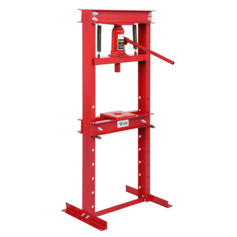 12 Ton Hydraulic Shop Press With Adjustable H-Frame, red heavy-duty garage press for auto and metalworking