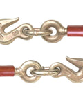 Close-up of alloy forged hooks and electro welded links on Beefy Ratchet Chain Binder With 2600 Pound Load Capacity LDR 14.