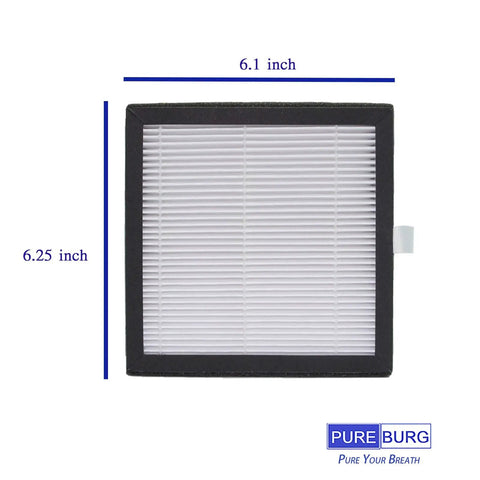 Square HEPA filter with dimensions for 3-Pack Replacement HEPA Filters For Afloia AQ8 Q8 And Honati Hysure Q7 Tenergy Sorbi