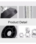 Four Pack Adjustable Leveling Feet Swivel Base Furniture Pads showing rubber pad, threaded base, and metal nuts for stable assembly.