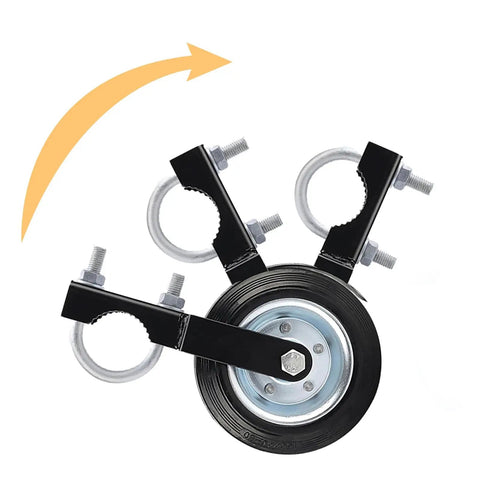 Rugged Tough As Nails Gate Wheels For Metal Tube Gates And Driveways With Solid Rubber Tires, 6 Inch, Black With Mounting Hardware.