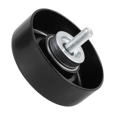 Upgrade Your Ride With This Top Shelf LS Drive Serpentine Belt Idler Pulley, CNC machined black pulley for efficient belt tension.