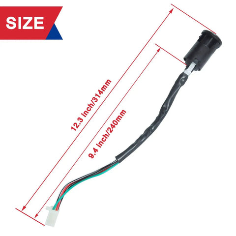 Ignition Starter On Off Switch Key for 50cc to 250cc Chinese ATVs, plug-and-play with 9.4in wire, black four-pin design