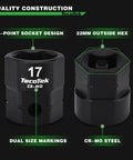 Dual marked socket from 15 Piece Half Inch Drive Metric Low Profile Stubby Impact Socket Set 10mm Through 24mm 6 Point CrMo