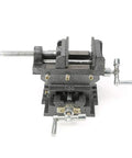 Heavy Duty 4 Inch Cross Slide Drill Press Vise With Double Direction Clamping For Milling Machine, cast iron, top view, secure hold.