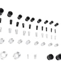 Top Tier 44 Piece Metric And Imperial Fastener Gauge Set Made From Durable Aluminum showing various nuts and screws for precise measurements.