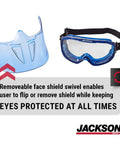 GPL Series Safety Goggles With Detachable Flip Up Face Shield Anti Fog Lenses Fits Over Glasses ANSI Z87.1 Certified Protection