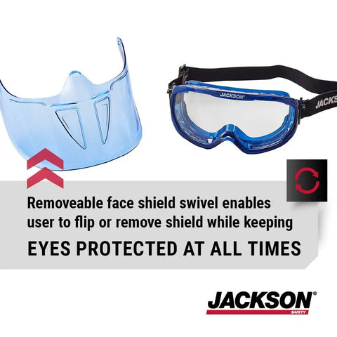GPL Series Safety Goggles With Detachable Flip Up Face Shield Anti Fog Lenses Fits Over Glasses ANSI Z87.1 Certified Protection